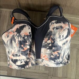 Panache Black and Gray Sports Bra with Molded Cups